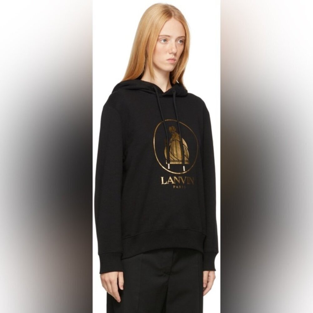 NWT LANVIN black pull over hoodie small